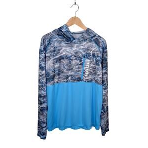 Habit Fishing Hoodie Men's Large Mossy Oak ¼ Zip Long Sleeve Gorpcore Blue Gray